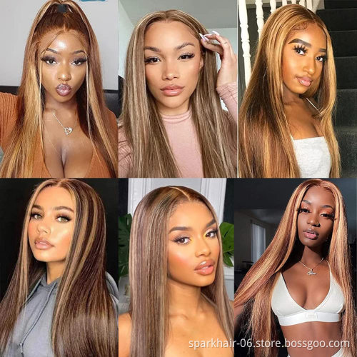 P4/27 Blonde Highlights Wig Human Hair Mix Color Deep Curly Wave Pre-Plucked HD Transparent Lace Front Raw Virgin Hair Wigs
